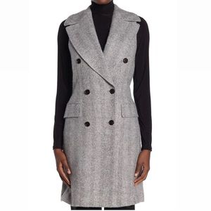 Suistudio herringbone long sleeveless vest coat